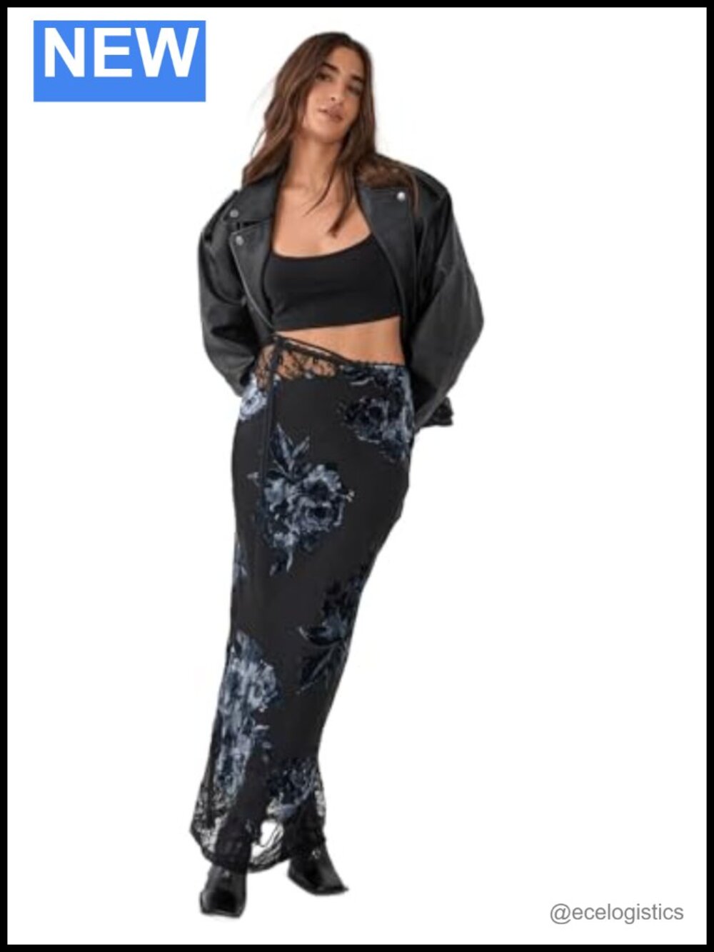 Nasty Gal Maxi Skirt - Floral Devore Lace Cut Out Tie Waist